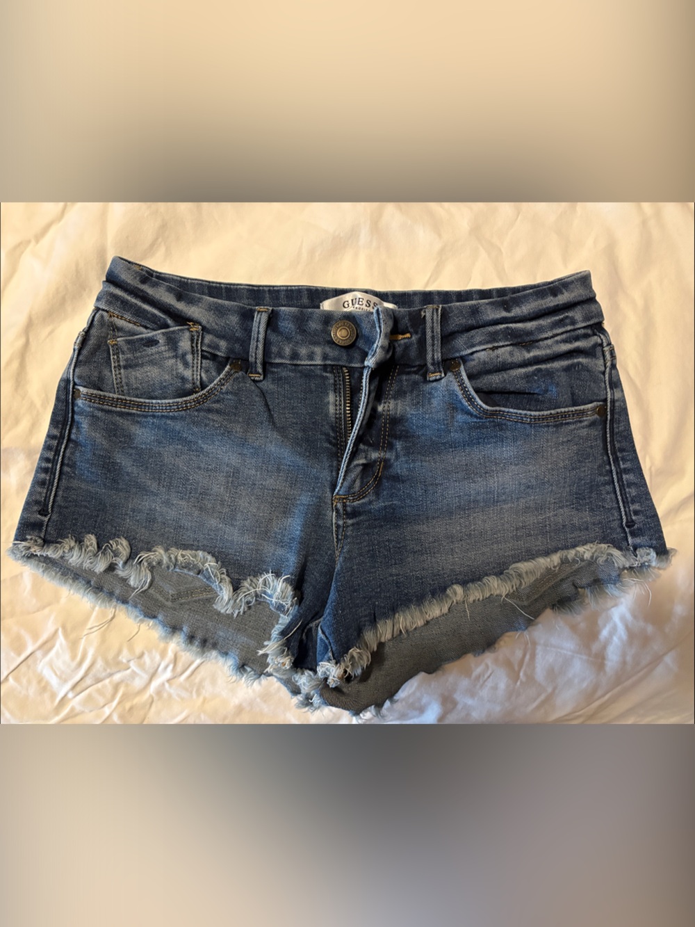 GUESS Women's Blue Denim Cut Off Shorts Button Fly 5-Pocket Casual 26